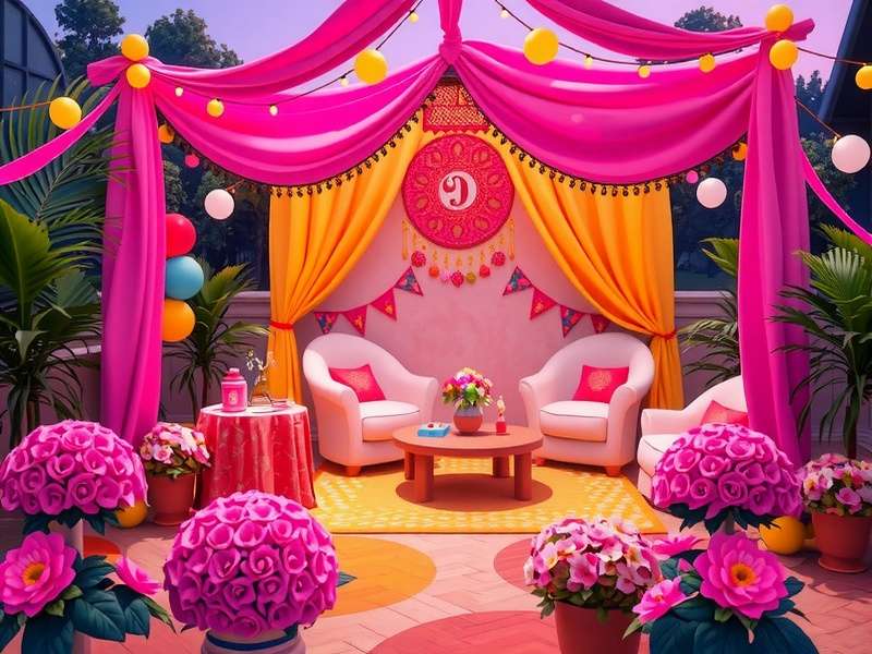 Homescapes Holi Event Homescapes Holi event with colorful decorations